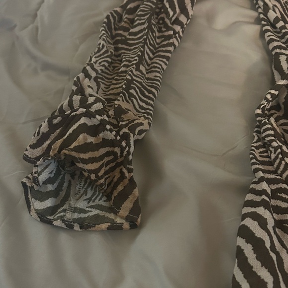 REFORMATION Whitby Zebra Print Long Sleeve Wrap Mini Dress - Picture 7 of 11